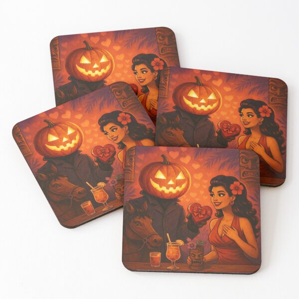 Item preview, Headless Horseman Tiki Valentine – Retro Tropical Halloween Art designed and sold by TheHorsemanRidesAgain.
