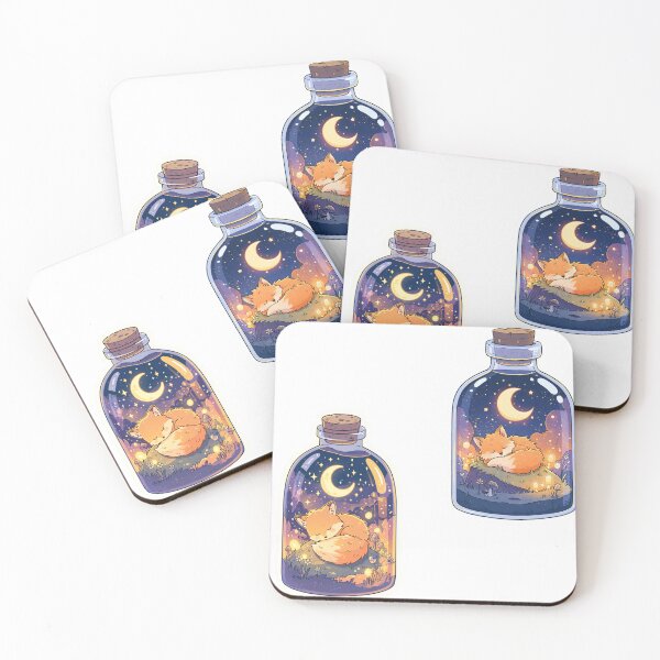 Item preview, Mini sleeping foxes in a bottle sticker pack designed and sold by MendaciousMina.