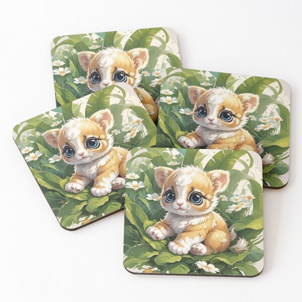 Item preview, Blue-Eyed Kitten Nestled in Daisy Garden Leaves designed and sold by CASASIS_MERCH.