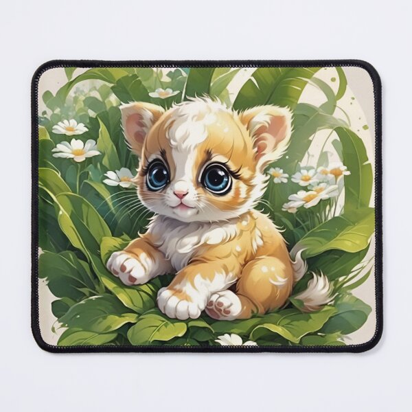 Item preview, Blue-Eyed Kitten Nestled in Daisy Garden Leaves designed and sold by CASASIS_MERCH.