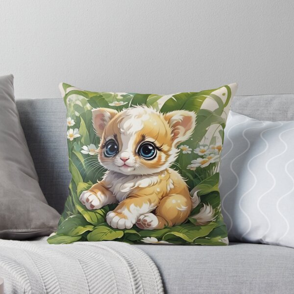 Item preview, Blue-Eyed Kitten Nestled in Daisy Garden Leaves designed and sold by CASASIS_MERCH.