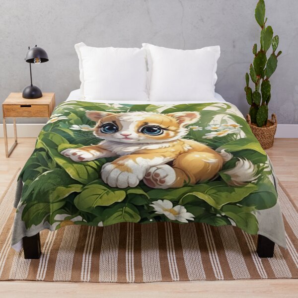 Item preview, Blue-Eyed Kitten Nestled in Daisy Garden Leaves designed and sold by CASASIS_MERCH.