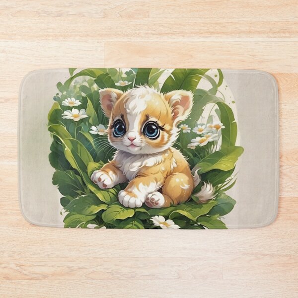 Item preview, Blue-Eyed Kitten Nestled in Daisy Garden Leaves designed and sold by CASASIS_MERCH.