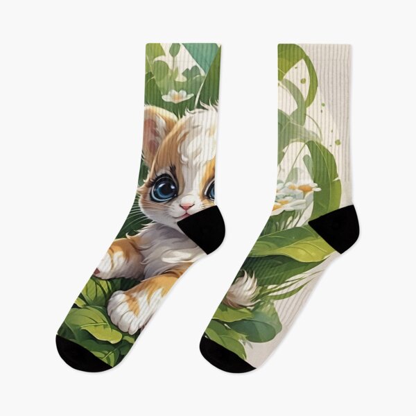 Item preview, Blue-Eyed Kitten Nestled in Daisy Garden Leaves designed and sold by CASASIS_MERCH.