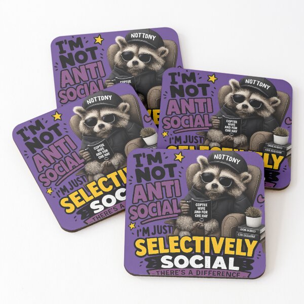 Item preview,  Funny Introvert Raccoon PNG – “Selectively Social” Meme Graphic Transparent Background designed and sold by AnimalAirtistry.