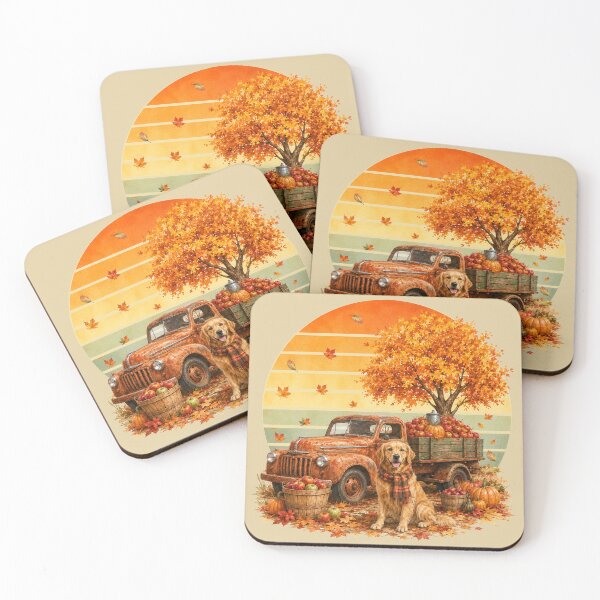 Item preview, Golden Retriever Art Fall Vintage Truck Autumn Harvest Dog designed and sold by tamdevo1.