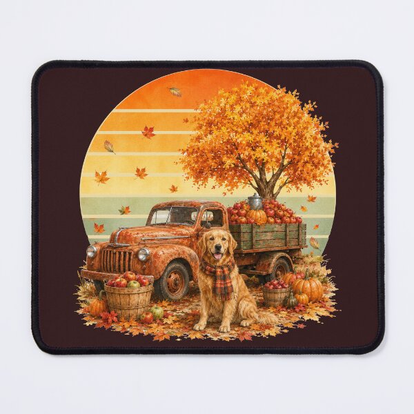 Item preview, Golden Retriever Art Fall Vintage Truck Autumn Harvest Dog designed and sold by tamdevo1.