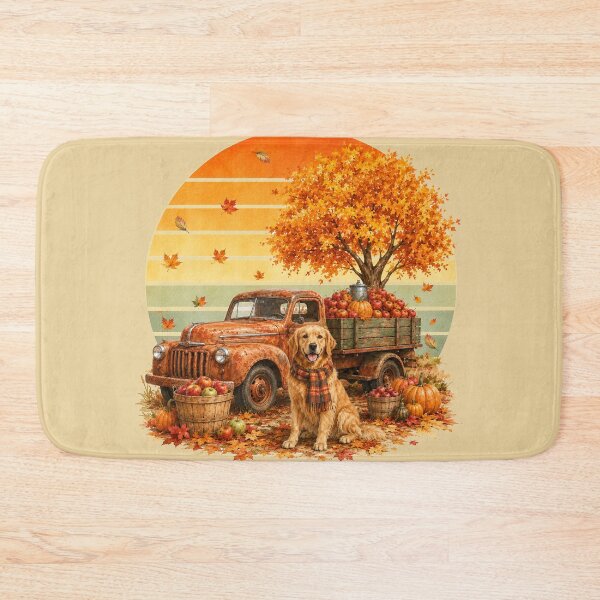 Item preview, Golden Retriever Art Fall Vintage Truck Autumn Harvest Dog designed and sold by tamdevo1.
