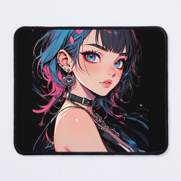 Item preview, Edgy E-Girl Anime Art Goth Aesthetic Blue & Pink Hair designed and sold by UrbanPrts.