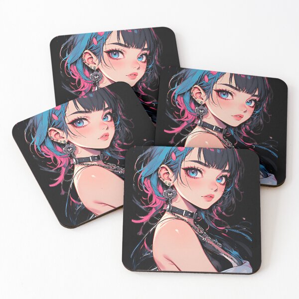 Item preview, Edgy E-Girl Anime Art Goth Aesthetic Blue & Pink Hair designed and sold by UrbanPrts.