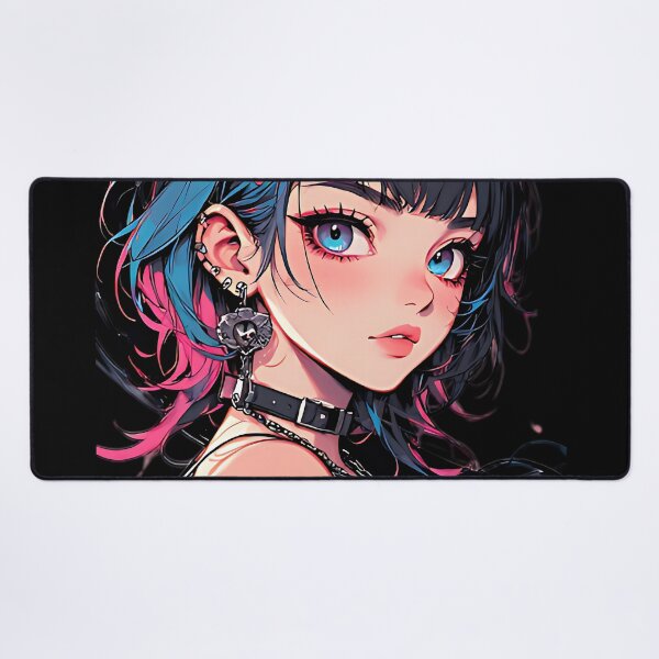 Item preview, Edgy E-Girl Anime Art Goth Aesthetic Blue & Pink Hair designed and sold by UrbanPrts.