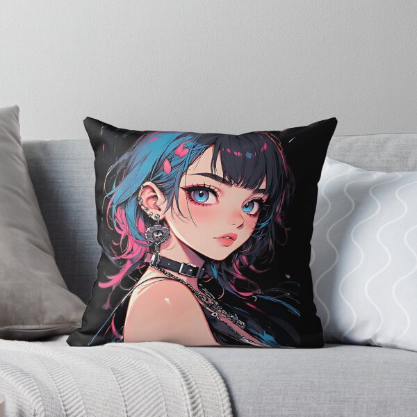 Item preview, Edgy E-Girl Anime Art Goth Aesthetic Blue & Pink Hair designed and sold by UrbanPrts.