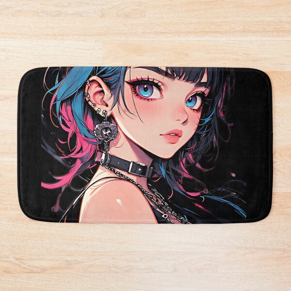 Item preview, Edgy E-Girl Anime Art Goth Aesthetic Blue & Pink Hair designed and sold by UrbanPrts.