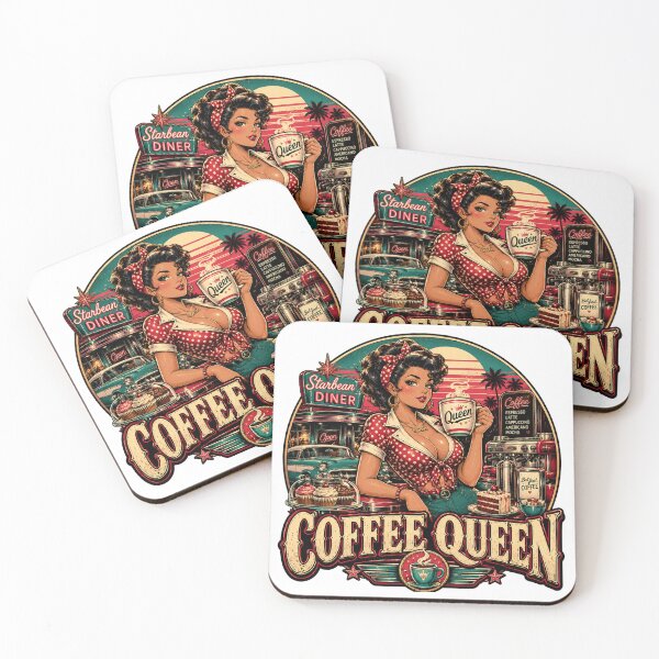 Item preview, Coffee Queen Pin-Up Girl Retro Diner designed and sold by JonelleTshirts.