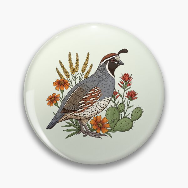 Item preview, Gambel's Quail With Desert Wildflowers Bold Bird Illustration designed and sold by BirdsnStuff.