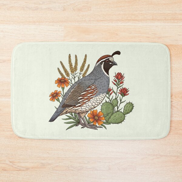 Item preview, Gambel's Quail With Desert Wildflowers Bold Bird Illustration designed and sold by BirdsnStuff.