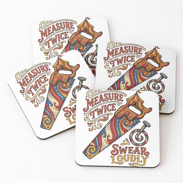 Item preview, Hand Drawn Retro Woodworker Measure Twice Humor designed and sold by EKHOAISTORE.