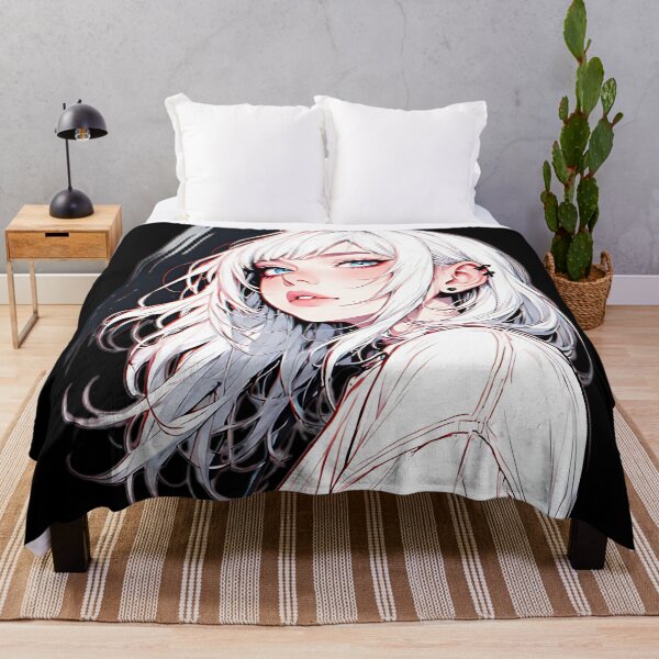 Item preview, Ethereal White Hair Anime Girl Blue Eyes Soft Manga designed and sold by UrbanPrts.