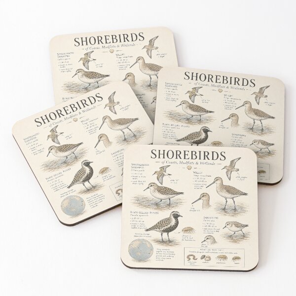 Item preview, Shorebirds of Coasts, Mudflats & Wetlands – Vintage Naturalist Field Guide Illustration designed and sold by DiamondSkyShirt.