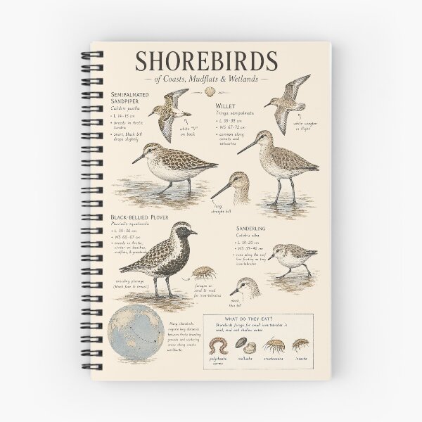 Item preview, Shorebirds of Coasts, Mudflats & Wetlands – Vintage Naturalist Field Guide Illustration designed and sold by DiamondSkyShirt.