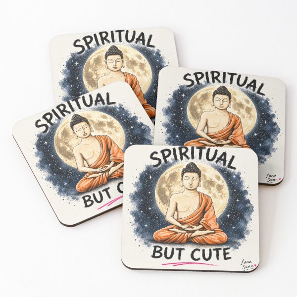 Item preview, SPIRITUAL BUT CUTE | Buddha design | Soft Cream Wellness Art designed and sold by BlueberrySwan.
