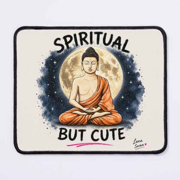 Item preview, SPIRITUAL BUT CUTE | Buddha design | Soft Cream Wellness Art designed and sold by BlueberrySwan.