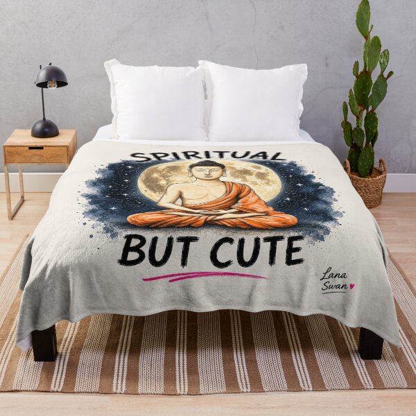 Item preview, SPIRITUAL BUT CUTE | Buddha design | Soft Cream Wellness Art designed and sold by BlueberrySwan.