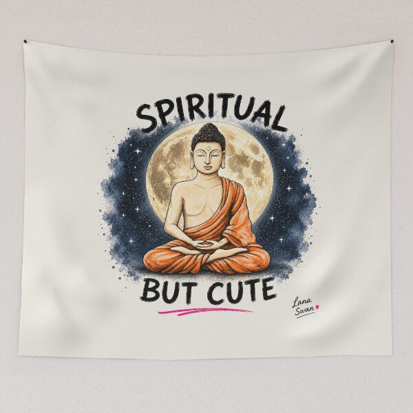 Item preview, SPIRITUAL BUT CUTE | Buddha design | Soft Cream Wellness Art designed and sold by BlueberrySwan.