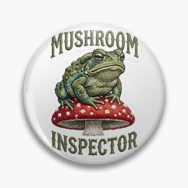 Item preview, Faux Embroidery Grumpy Toad Mushroom Inspector Cottagecore designed and sold by EKHOAISTORE.
