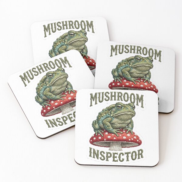 Item preview, Faux Embroidery Grumpy Toad Mushroom Inspector Cottagecore designed and sold by EKHOAISTORE.