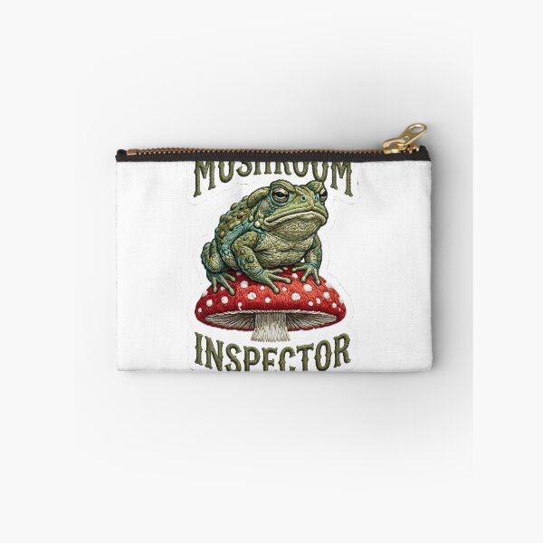 Item preview, Faux Embroidery Grumpy Toad Mushroom Inspector Cottagecore designed and sold by EKHOAISTORE.