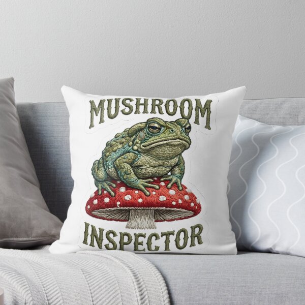 Item preview, Faux Embroidery Grumpy Toad Mushroom Inspector Cottagecore designed and sold by EKHOAISTORE.