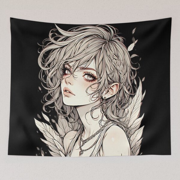 Item preview, Ethereal Anime Girl with Feathers Mystical Manga designed and sold by UrbanPrts.