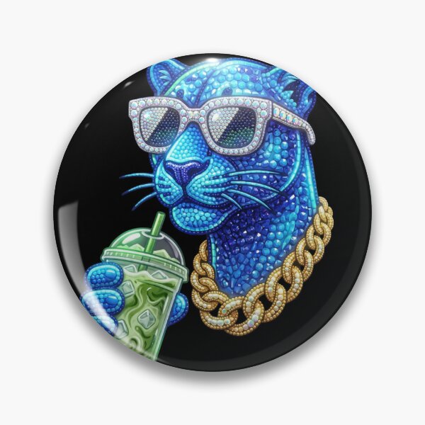 Item preview, Cool Blue Panther with Matcha Iced Latte 3D Bead Art designed and sold by Rahaf-shop9.