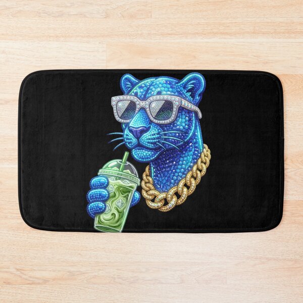Item preview, Cool Blue Panther with Matcha Iced Latte 3D Bead Art designed and sold by Rahaf-shop9.