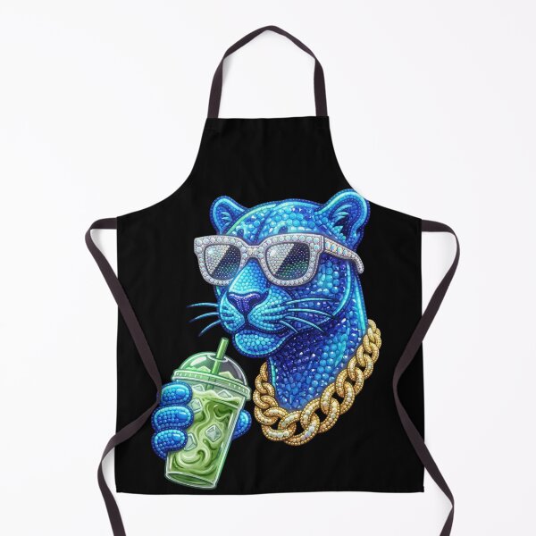 Item preview, Cool Blue Panther with Matcha Iced Latte 3D Bead Art designed and sold by Rahaf-shop9.