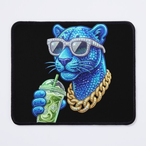 Item preview, Cool Blue Panther with Matcha Iced Latte 3D Bead Art designed and sold by Rahaf-shop9.