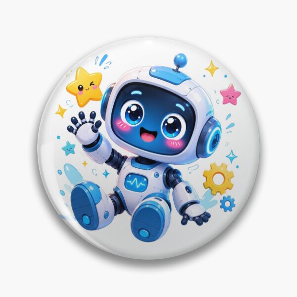 Item preview, Cute Cartoon Space Robot - Happy Kawaii Bot Illustration designed and sold by ToonyTeez.