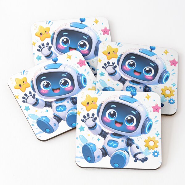 Item preview, Cute Cartoon Space Robot - Happy Kawaii Bot Illustration designed and sold by ToonyTeez.