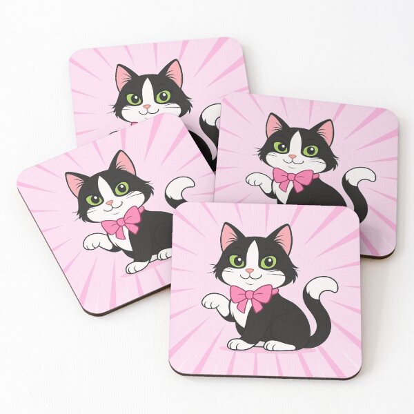 Item preview, Cute Lucky Tuxedo Cat with Pink Bow Tie designed and sold by Lougud.