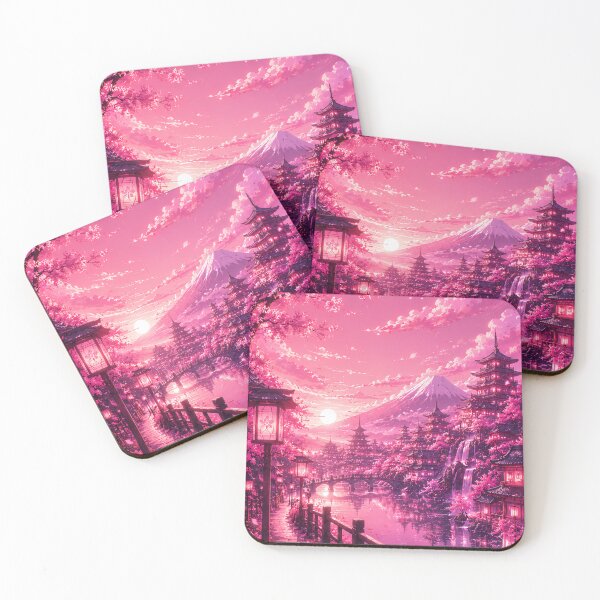 Item preview, Pink Sakura Anime Fantasy Landscape designed and sold by PixelMood Stickers.