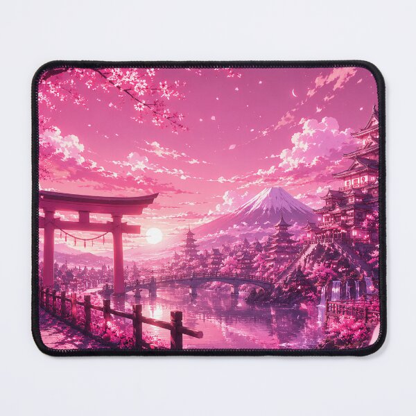 Item preview, Pink Sakura Anime Fantasy Landscape designed and sold by PixelMood Stickers.