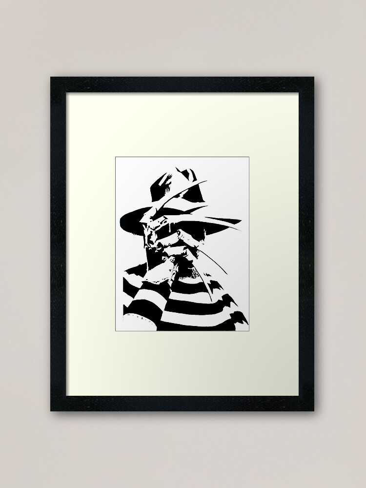 freddy krueger black and white framed art print by supradon redbubble freddy krueger black and white framed art print by supradon redbubble