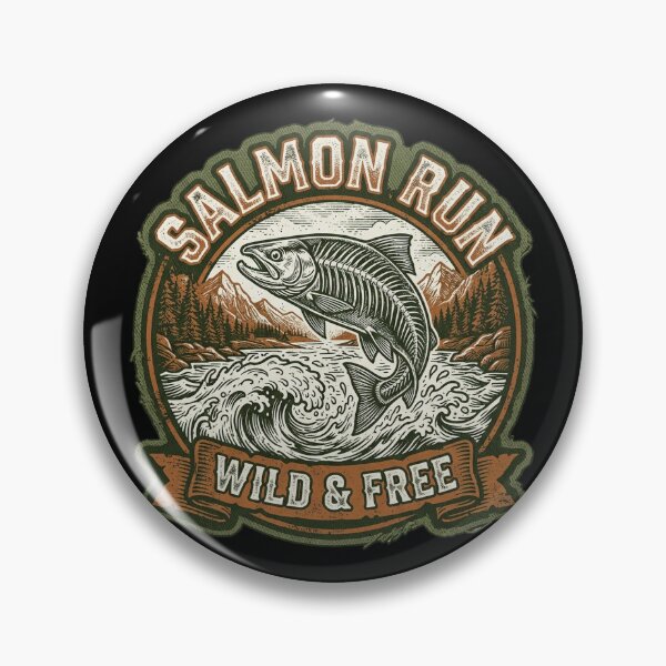 Item preview, Vintage PNW Fishing Club Skeleton Salmon Run designed and sold by DuckOddity.