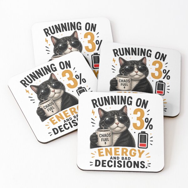 Item preview, Running on 3% Energy and Bad Decisions Black Cat designed and sold by yasmh.