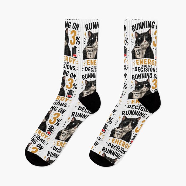Item preview, Running on 3% Energy and Bad Decisions Black Cat designed and sold by yasmh.