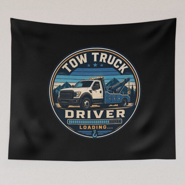 Item preview, Tow Truck Driver Loading Mountain Adventure Badge designed and sold by kakmi-art.