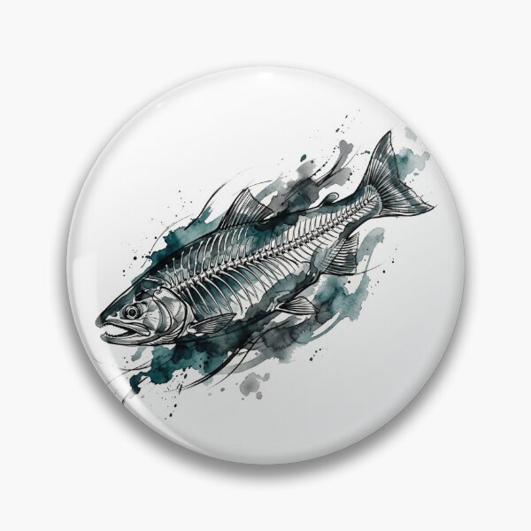 Item preview, Modern X Ray Salmon Fish Bone Ink Splatter Art designed and sold by DuckOddity.