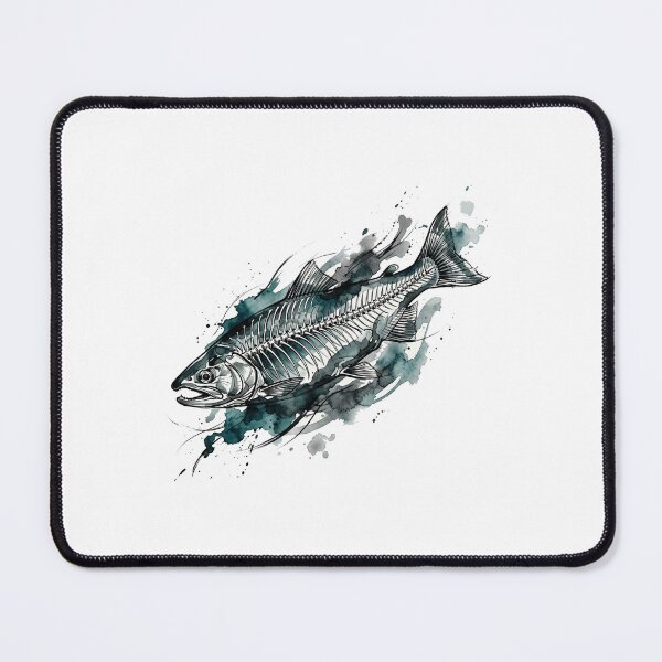 Item preview, Modern X Ray Salmon Fish Bone Ink Splatter Art designed and sold by DuckOddity.