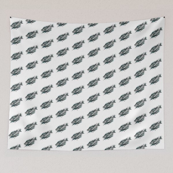 Item preview, Modern X Ray Salmon Fish Bone Ink Splatter Art designed and sold by DuckOddity.
